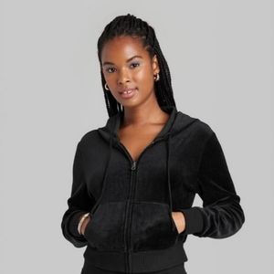 New Wild Fable velour full zip up hoodie,Womens size xxl,Black, New